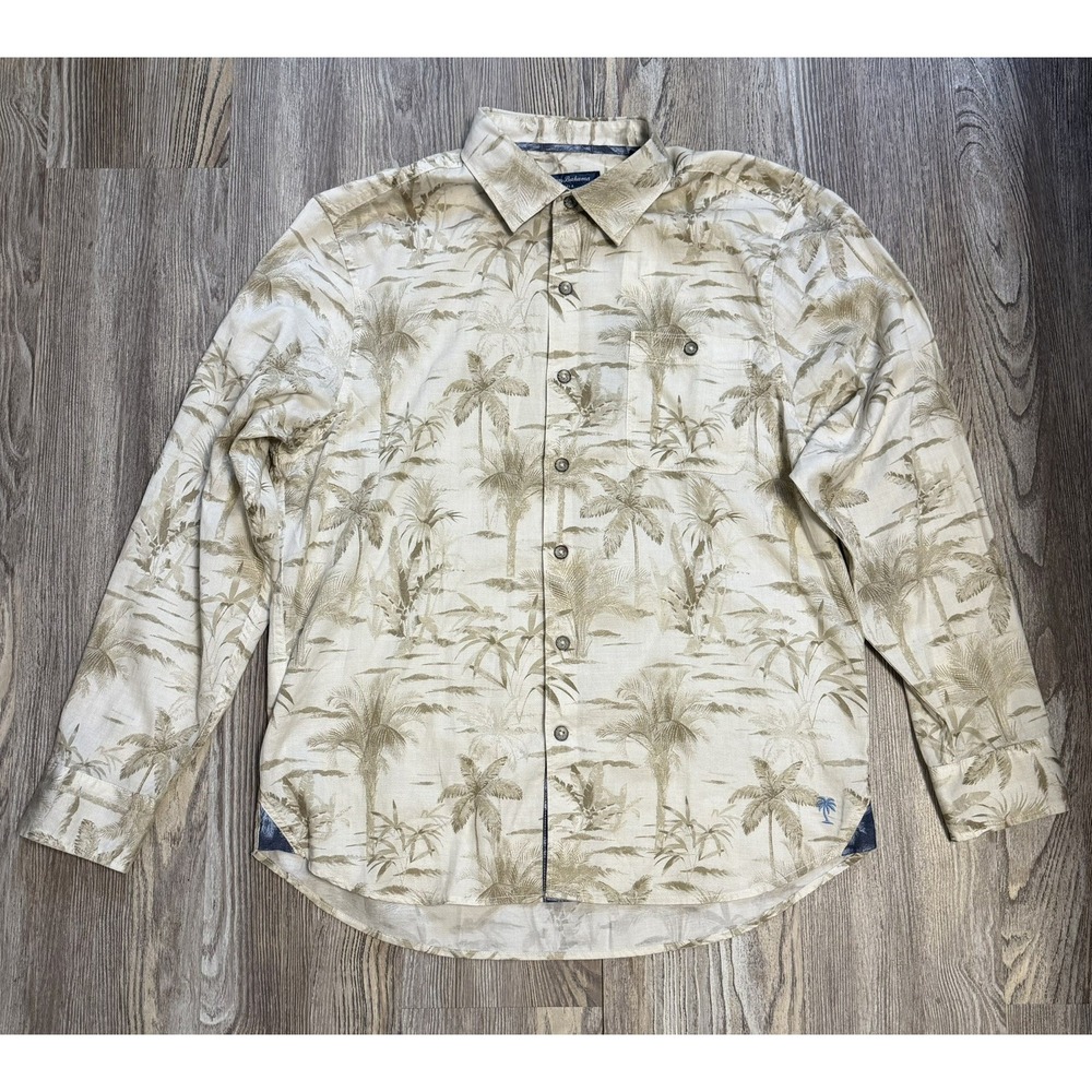 Tommy Bahama Tortola Desert Palm Button Up Shirt Mens Large Khaki Tropical NWT
